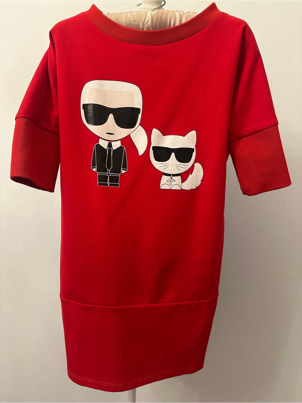 Karl Lagerfeld Red Graphic Kids Dress with Sunglass Characters